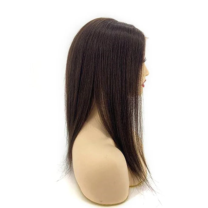 Julie 8x8 Silk Top Black Hair Toppers with Wefts and Lace Front – Premium Remy Hair Integration System